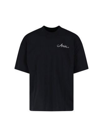 Amiri Black Logo Print Cotton T-Shirt