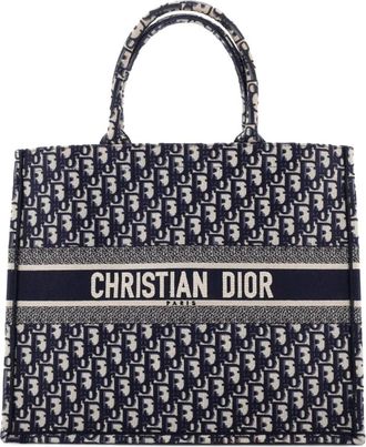 Dior Borsa tote Book Oblique grande in tela - Blu
