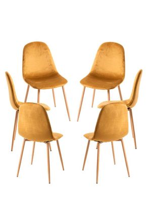 Regalos Miguel Packs Sillas Comedor - Pack 6 Sillas Teok Terciopelo - Amarillo