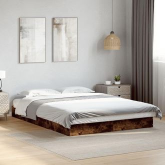 Berkfield Home Bed Frame without Mattress Smoked Oak 140x200 cm Engineered Wood in Brown