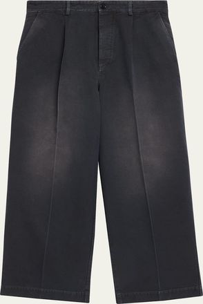 Marni Mens Faded Denim Wide-Leg Pants