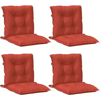 vidaXL Cojines Silla Respaldo Bajo 4 Ud Tela Rojo Melange 100x50x7 Cm Vidaxl