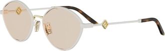 Fendi FF Diamanten Zonnebril - Dames - Zonnebrillen - Wit - 55 MM - Accessoires