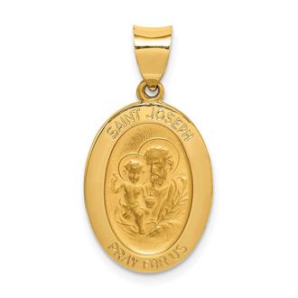 Diamond2Deal 14k Yellow Gold Polished and Satin St Joseph Medal Hollow Pendant