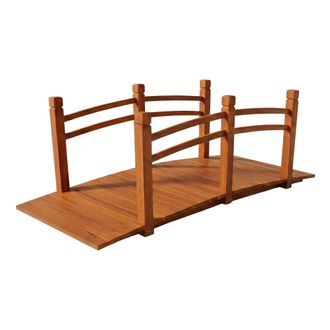 Relaxdays Relaxdays Puente Jard&iacute;n Con Barandilla, Madera De Abeto Para Estanque, 58 X 171,5 X 75 Cm, 200 Kg, Naranja