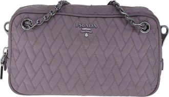 Prada Camera Bag Quilted Tessuto Purple Nylon Handbag (Pre-Owned)
