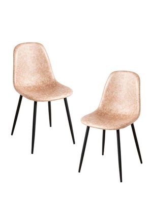 Regalos Miguel Regalos Miguel - Packs Sillas Comedor - Pack 2 Sillas Black Teok Polipiel - Beige Vintage Teok