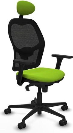 Piqueras y Crespo Piqueras Y Crespo - Jorquera Sincro Malla Negra Similpiel Pistacho Brazos 3d Base Nailon Cabecero Fijo Ruedas 65mm Nailon