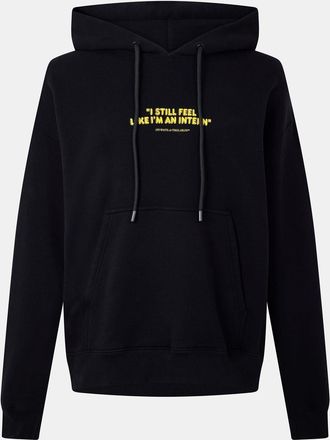 Off-white Mens Off White Relaxed Fit Lettering Kangaroo Pocket Sweatshirt in Black - Size 2XS