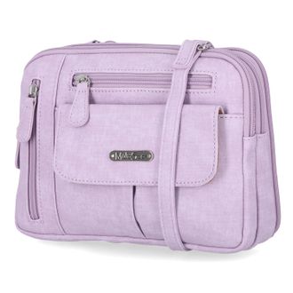 MultiSac Womens Zippy Triple Compartment Crossbody Bag Cross Body, Digital Lavendar, One Size