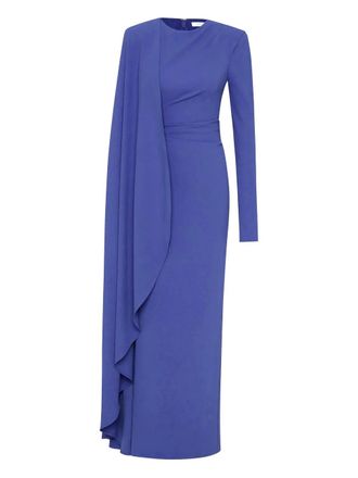 Rachel Gilbert Dion cape gown - women - Recycled Polyester/Polyurethane - 4 - Blue