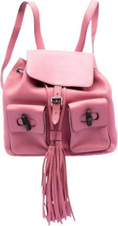 Gucci Pre-owned Backpacks, female, Pink, Size: ONE SIZE Pre-owned Bamboo Handle Backpack