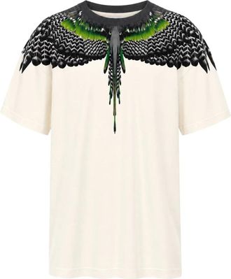 Marcelo Burlon T-shirt met verenprint - Heren - T-shirts - Wit - L - Katoen - Tops