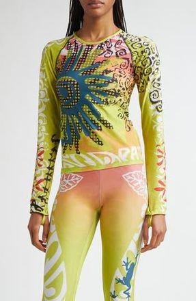 Paolina Russo Long Sleeve Mesh Top in Neon Sunset at Nordstrom Rack, Size Medium