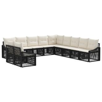vidaXL Conjunto De Sof&aacute;s De Jard&iacute;n 11 Pcs Negro Rat&aacute;n Sint&eacute;tico Vidaxl