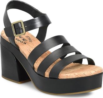 Kork-ease Pasha Ankle Strap Platform Sandal in Black Leather at Nordstrom, Size 10