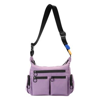Generic Cymwer Nylon Multi-pocket Shoulder Bags Large Crossbody Bag for Women Men Daily(Purple) (Purple)
