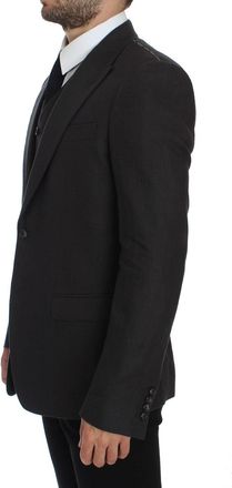Dolce & Gabbana Mens Gray Slim Fit Linen Blazer Jacket Clothing