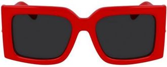 Ferragamo Prisma 55mm Modified Rectangular Sunglasses in Red at Nordstrom