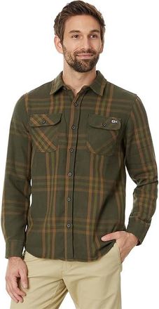 Salty Crew Landfall Long Sleeve Flannel Mens Jacket Olive : MD, Flannel/Polyester/Twill