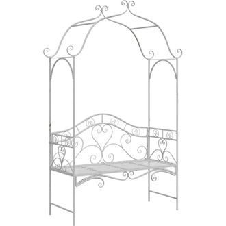 vidaXL Vidaxl - Banco de jardín con cojín Blanco 104 x 54 x 93cm Acero