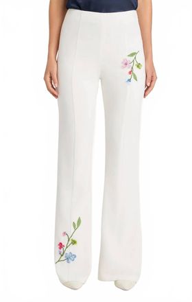 Cinq &agrave; Sept Floral Vine Kailyn Pant In Ivory/multi