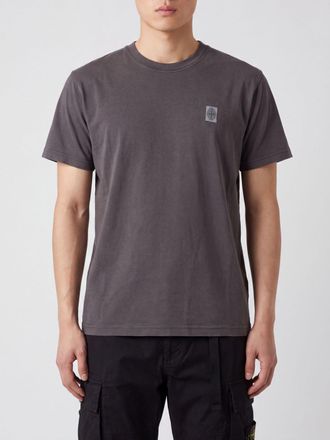 Stone Island T-shirt in cotone con patch logo sulla manica