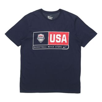 Nike Basketball Training Sports Printing Round Neck Short Sleeve Navy Blue Dark blue 768826-451