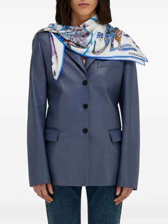 Ferragamo Sjaal met dierenprint - Blauw