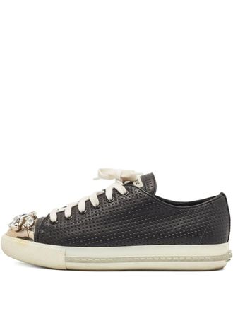 Miu Miu Sneakers con decorazione in cristalli - Nero