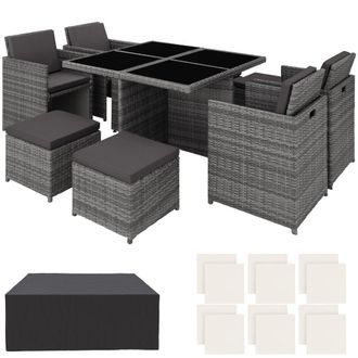 TecTake Garden Table & Chairs Manhattan in Grey | Size: XL