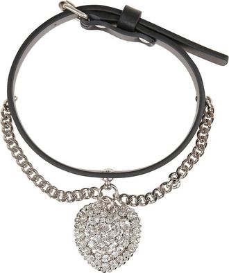 Alessandra Rich Ketting choker - Dames - Kettingen - Grijs - ONE Size - Leer - Accessoires