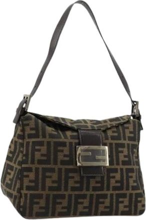 Fendi Pre-owned Vintage Zucca Schoudertas - Dames - Vintage Schoudertas - Bruin - ONE Size - Leer - Vintage