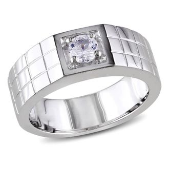 Amour Mens Created White Sapphire Ring In Sterling Silver