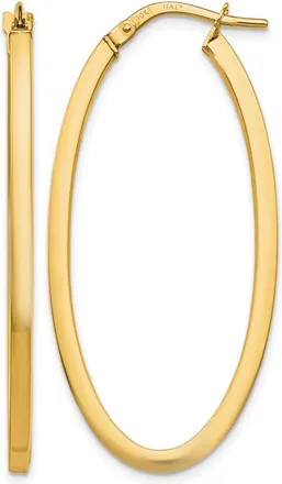 Diamond2Deal 10K Yellow Gold Oval Shape Hinged Hoop Earrings
