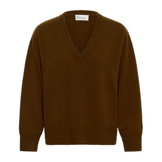 MY ESSENTIAL WARDROBE Jola V-neck Gebreide Pullover - Dames - Truien - Bruin - Maat: XL Wol