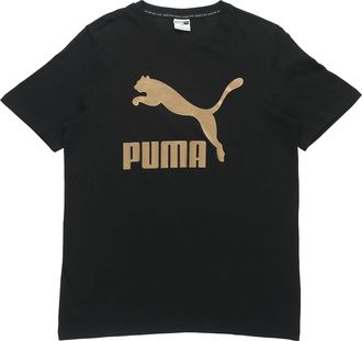 Puma Athleisure Casual Sports Bronzing Logo Printing Short Sleeve Black 532280-98