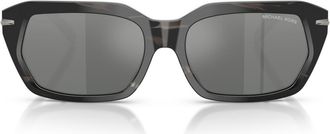 Michael Kors Lake Tahoe 57mm Mirrored Rectangular Sunglasses in Black Horn /Black Mirror at Nordstrom