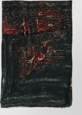 Faliero Sarti cashmere blend printed fringed scarf
