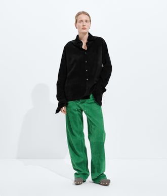 Bottega Veneta Suede Leather Pants - Green - Women - 34
