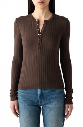 Amo Lottie Long Sleeve Top In Mocha