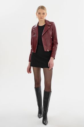 LaMarque Kelsey Leather Biker Jacket Champagne Hardware