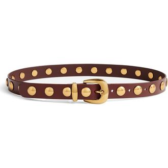 Madewell Studded Western Leather Belt in Soft Mahogany at Nordstrom, Size Large