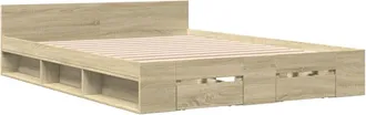 vidaXL Cama Con Cajones Madera Ingenier&iacute;a Roble Sonoma 140x200 Cm Vidaxl
