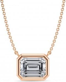 Allurez Emerald Lab Diamond Solitaire Pendant Necklace 14K Rose Gold (2.50ct)