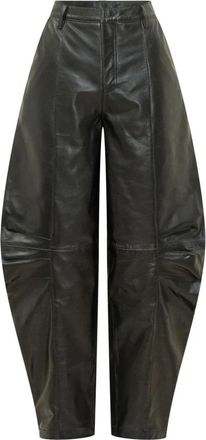 Rotate Leren Cargobroek - Dames - Leren Broeken - Zwart - M - Leer - Broeken