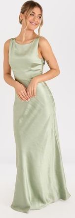 Six Stories Cowl Back Satin Bridesmaid Dress in Sage at Nordstrom, Size 10
