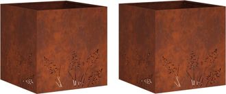 vidaXL Macetero De Jard&iacute;n 2 Uds. Oxidado 50 X 50 X 49 Cm Acero Oxidado Vidaxl