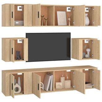 Berkfield Home Classic 8 Piece TV Cabinet Set Sonoma Oak Engineered Wood in Light Tan