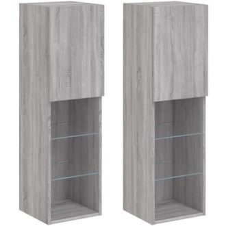 vidaXL Vidaxl - Muebles De Tv Con Luces Led 2 Uds Gris Sonoma 30,5x30x102 Cm
